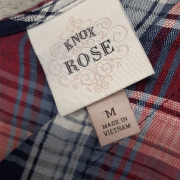 Knox Rose Women's Sleeveless Button Up Blue Red Plaid size M - Picture 2 of 6
